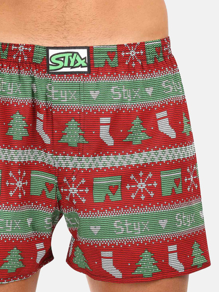 Styx Zeleno-červené pánské vánoční trenýrky Styx Vánoce