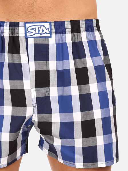 Styx Modro-bílé pánské kostkované trenýrky Styx