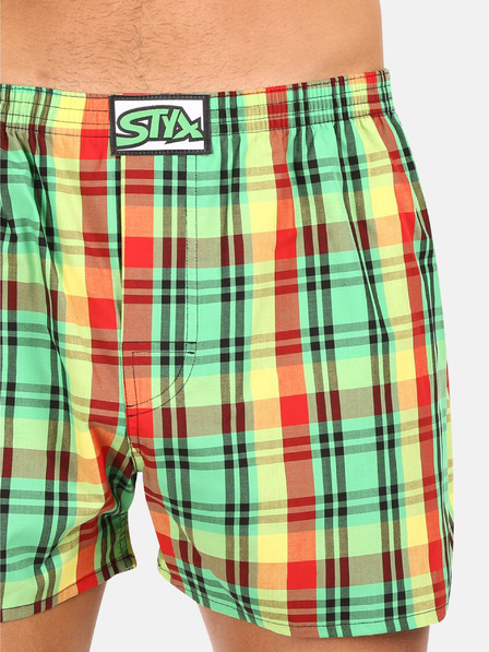 Styx Žluto-zelené pánské kostkované trenýrky Styx