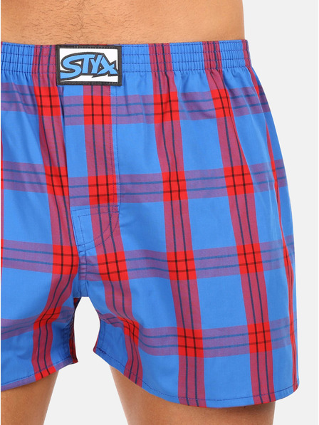 Styx Červené pánské kostkované trenýrky Styx