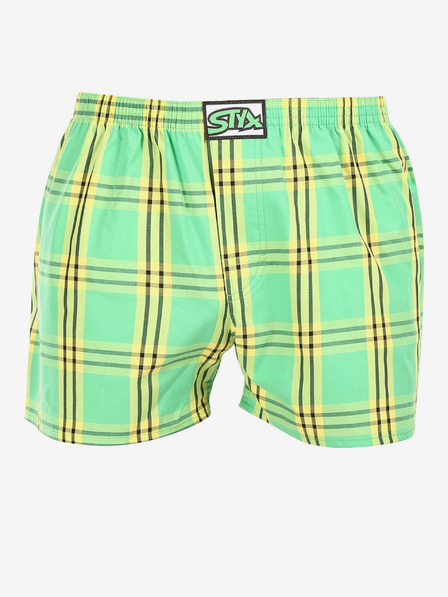 Styx Světle zelené pánské kostkované trenýrky Styx