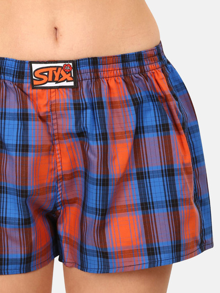 Styx Oranžovo-modré dámské kostkované trenýrky Styx