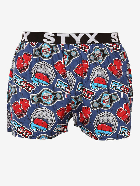 Styx Červeno-modré pánské vzorované trenýrky Styx
