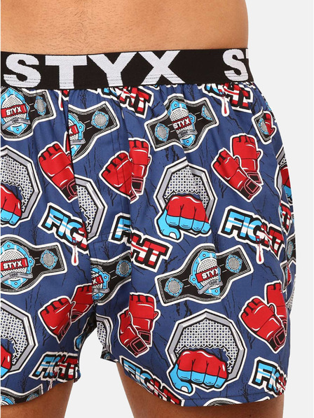 Styx Červeno-modré pánské vzorované trenýrky Styx