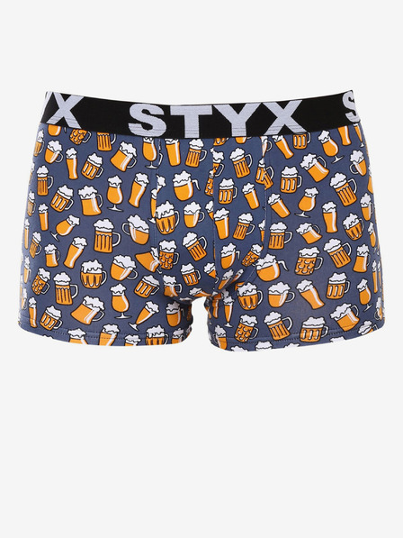 Styx Žluto-šedé pánské vzorované boxerky Styx Pivo