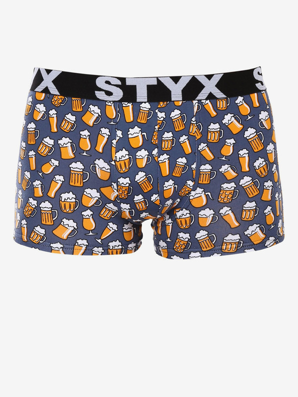 Styx Žluto-šedé pánské vzorované boxerky Styx Pivo