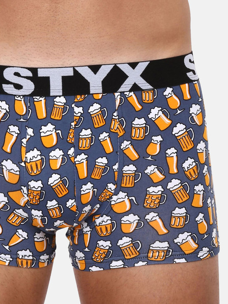 Styx Žluto-šedé pánské vzorované boxerky Styx Pivo