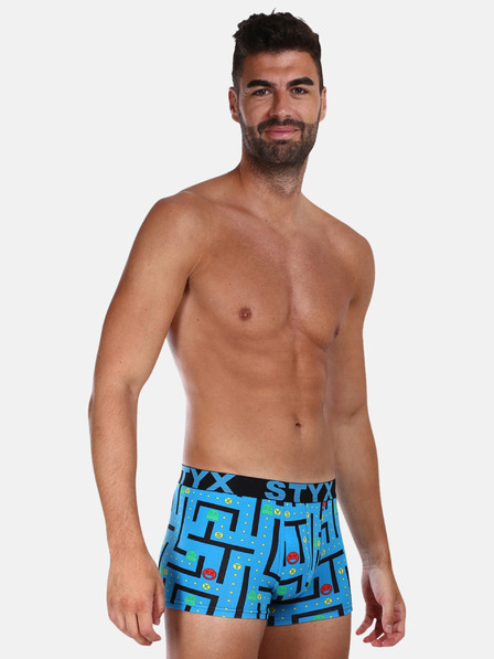 Styx Modré pánské vzorované boxerky Styx Hra