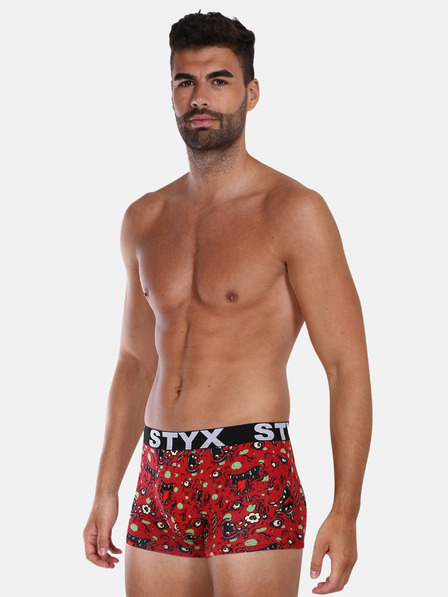Styx Červené pánské vzorované boxerky Styx Zombie