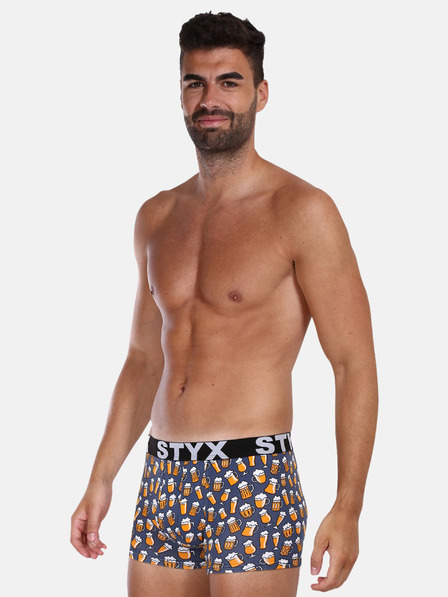 Styx Šedé pánské vzorované boxerky Styx Pivo