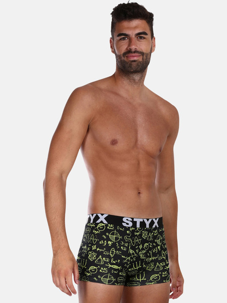 Styx Žluto-černé pánské vzorované boxerky Styx Fyzika