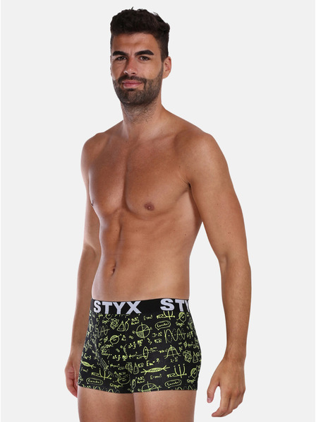 Styx Žluto-černé pánské vzorované boxerky Styx Fyzika