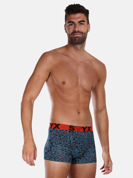 Styx Modro-černé pánské vzorované boxerky Styx