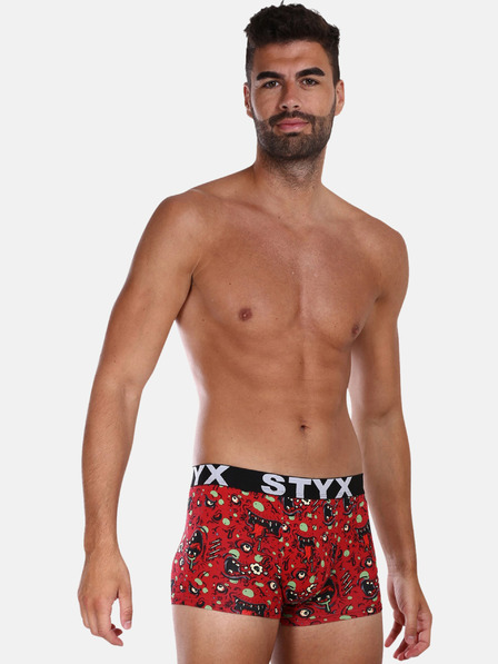 Styx Červené pánské vzorované boxerky Styx