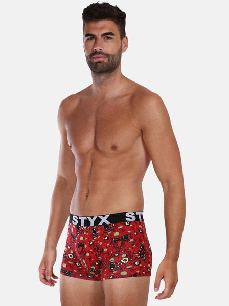Styx Červené pánské vzorované boxerky Styx