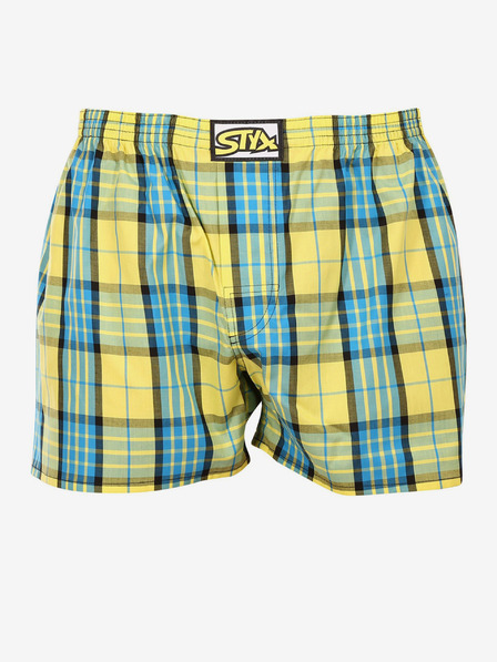 Styx Modro-žluté pánské kostkované trenýrky Styx