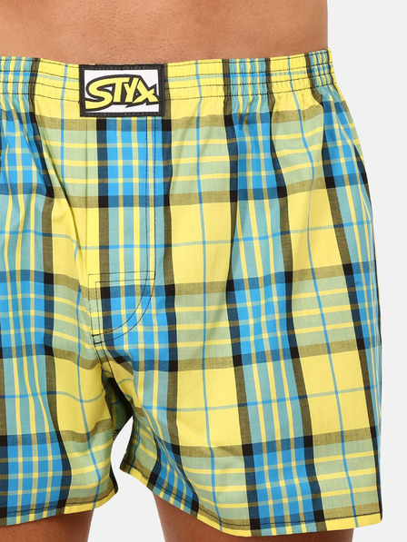 Styx Modro-žluté pánské kostkované trenýrky Styx