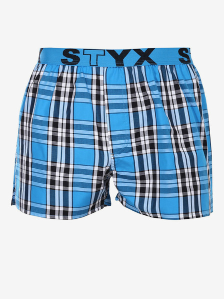 Styx Modré pánské kostkované trenýrky Styx
