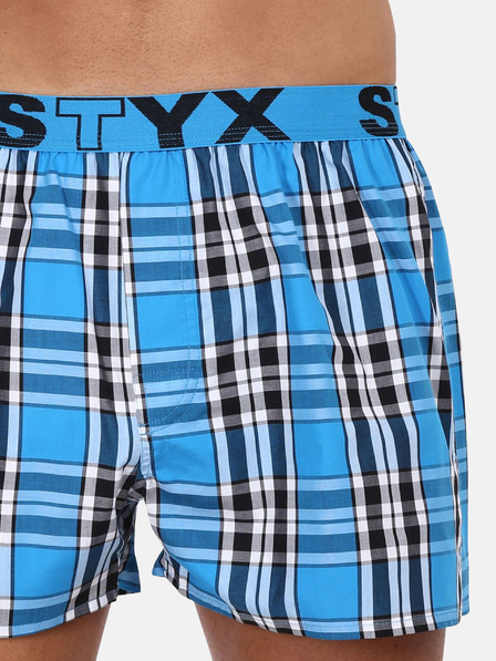 Styx Modré pánské kostkované trenýrky Styx