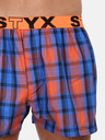 Styx Oranžovo-modré pánské kostkované trenýrky Styx