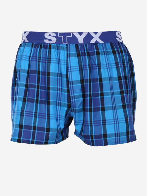 Styx Modré pánské kostkované trenýrky  Styx