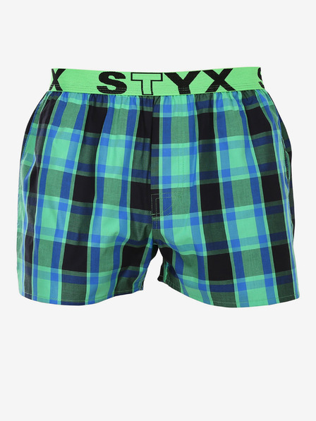 Styx Modro-zelené pánské kostkované trenýrky Styx