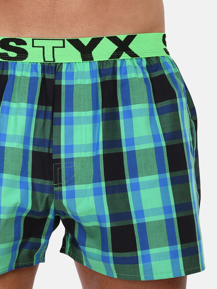 Styx Modro-zelené pánské kostkované trenýrky Styx