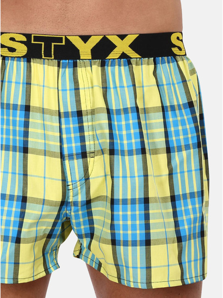 Styx Modro-žluté pánské kostkované trenýrky Styx