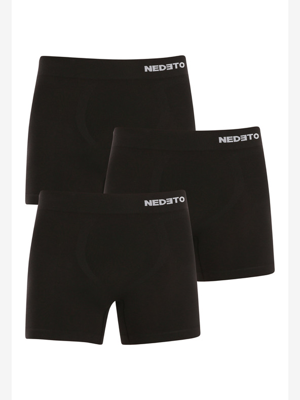 Nedeto Sada třípánských bezešných boxerek v černé barvě Nedeto