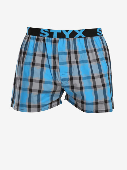 Styx Modré pánské kostkované trenýrky Styx