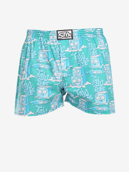 Styx Tyrkysové pánské trenýrky Styx art Ledové kostky