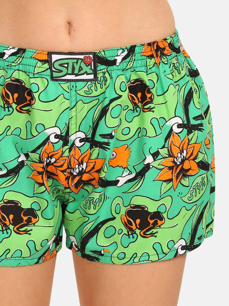 Styx Zelené dámské vzorované trenýrky Styx art Tropic