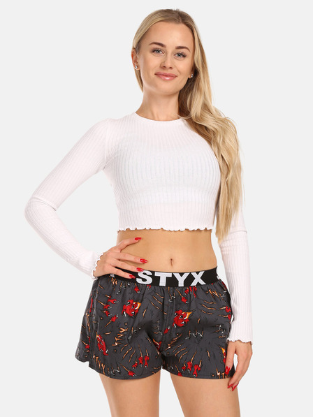 Styx Červeno-šedé dámské vzorované trenýrky na spaní Styx Drápy