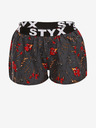 Styx Červeno-šedé dámské vzorované trenýrky na spaní Styx Drápy