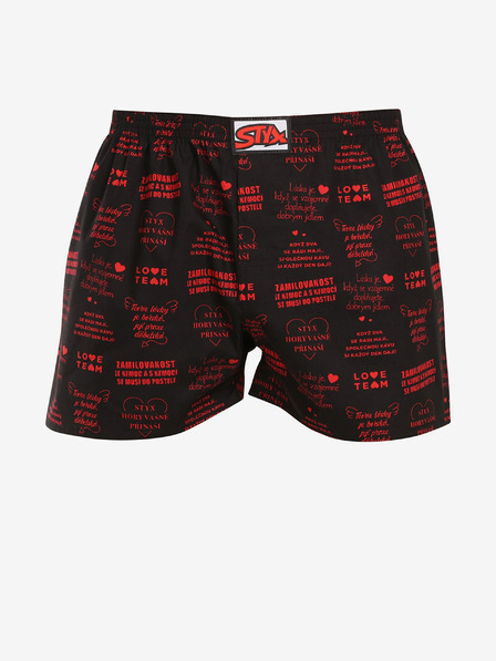 Styx Černé pánské trenýrky Styx art Valentýn texty