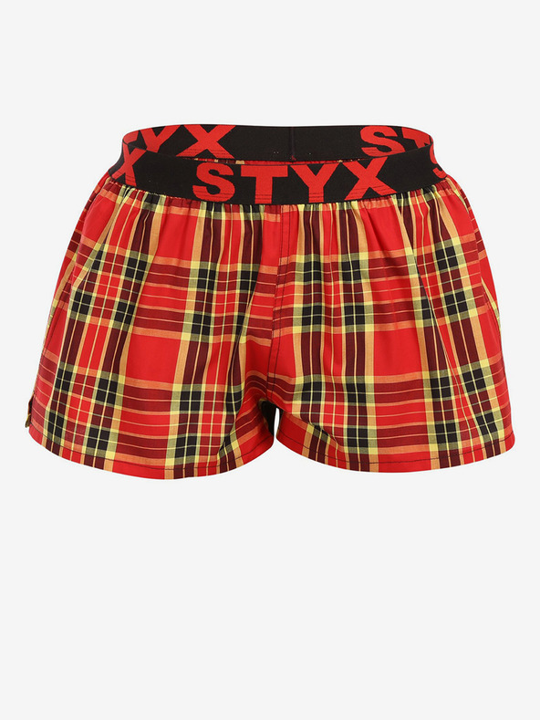 Styx Červené dámské kárované trenýrky Styx