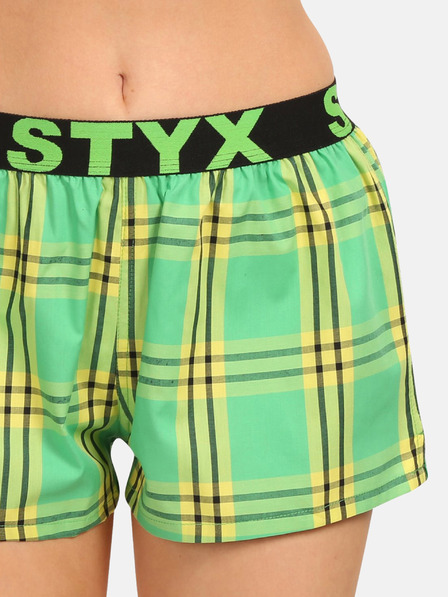 Styx Zelené dámské kostkované trenýrky Styx