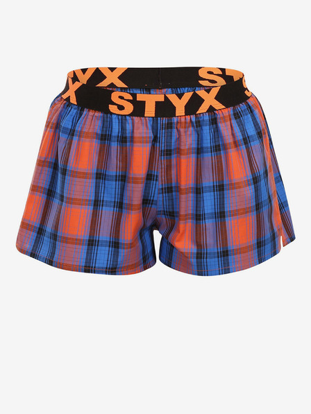 Styx Oranžovo-modré dámské kostkované trenýrky Styx