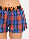 Styx Oranžovo-modré dámské kostkované trenýrky Styx