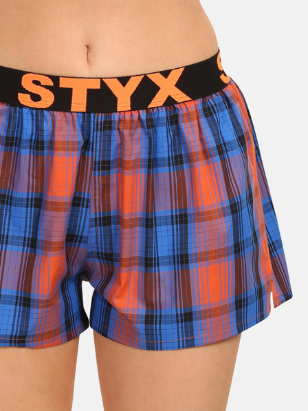 Styx Oranžovo-modré dámské kostkované trenýrky Styx