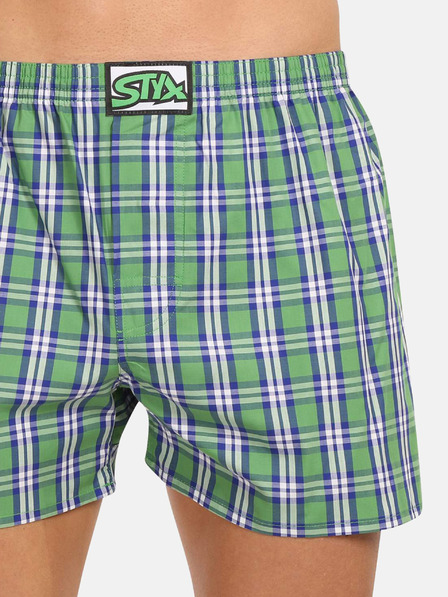 Styx Zelené pánské kostkované trenýrky Styx