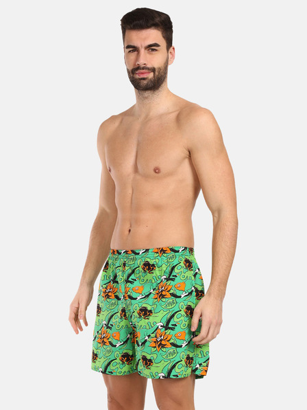 Styx Zelené pánské domácí trenýrky s kapsami Styx Tropic