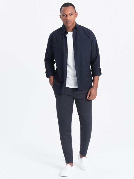 Ombre Clothing Tmavě modré pánské carrot kalhoty Ombre Clothing