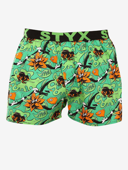 Styx Zelené pánské květované trenýrky Styx