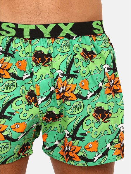 Styx Zelené pánské květované trenýrky Styx