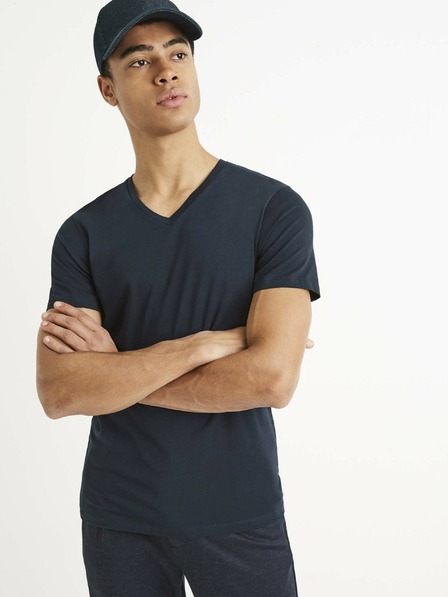 Celio Tmavě modré pánské basic tričko Celio Neuniv