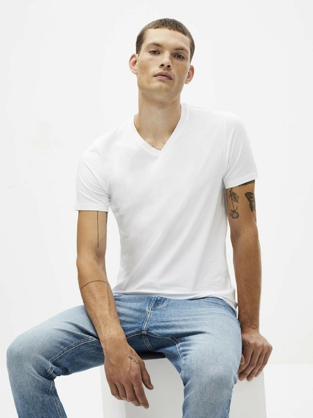 Celio Bílé pánské basic tričko Celio Neuniv