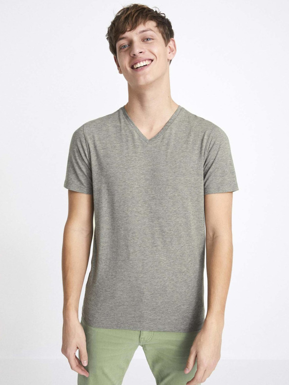 Celio Šedé pánské basic tričko Celio Neuniv