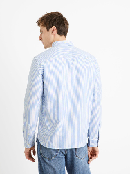 Celio Světle modrá pánská pruhovaná regular fit košile Celio Caoxfordy