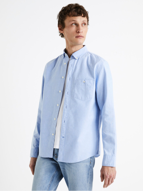 Celio Světle modrá pánská bavlněná košile Celio Daxford